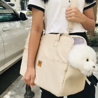 Sac transport chien portable avec bandoulière ajustable et confortable