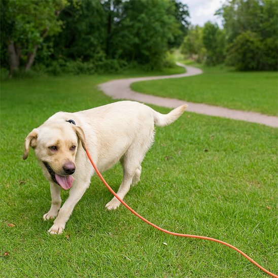 Longe pour chien en utilisation au parc